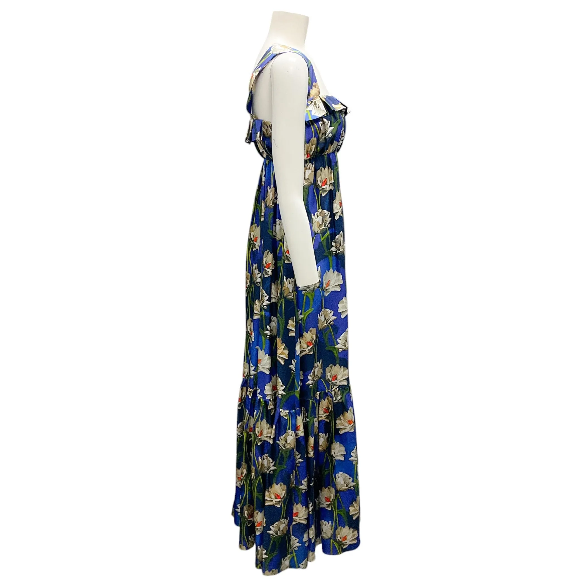 Borgo de Nor Magnolia Garden Navy Silk Twill Amina Dress
