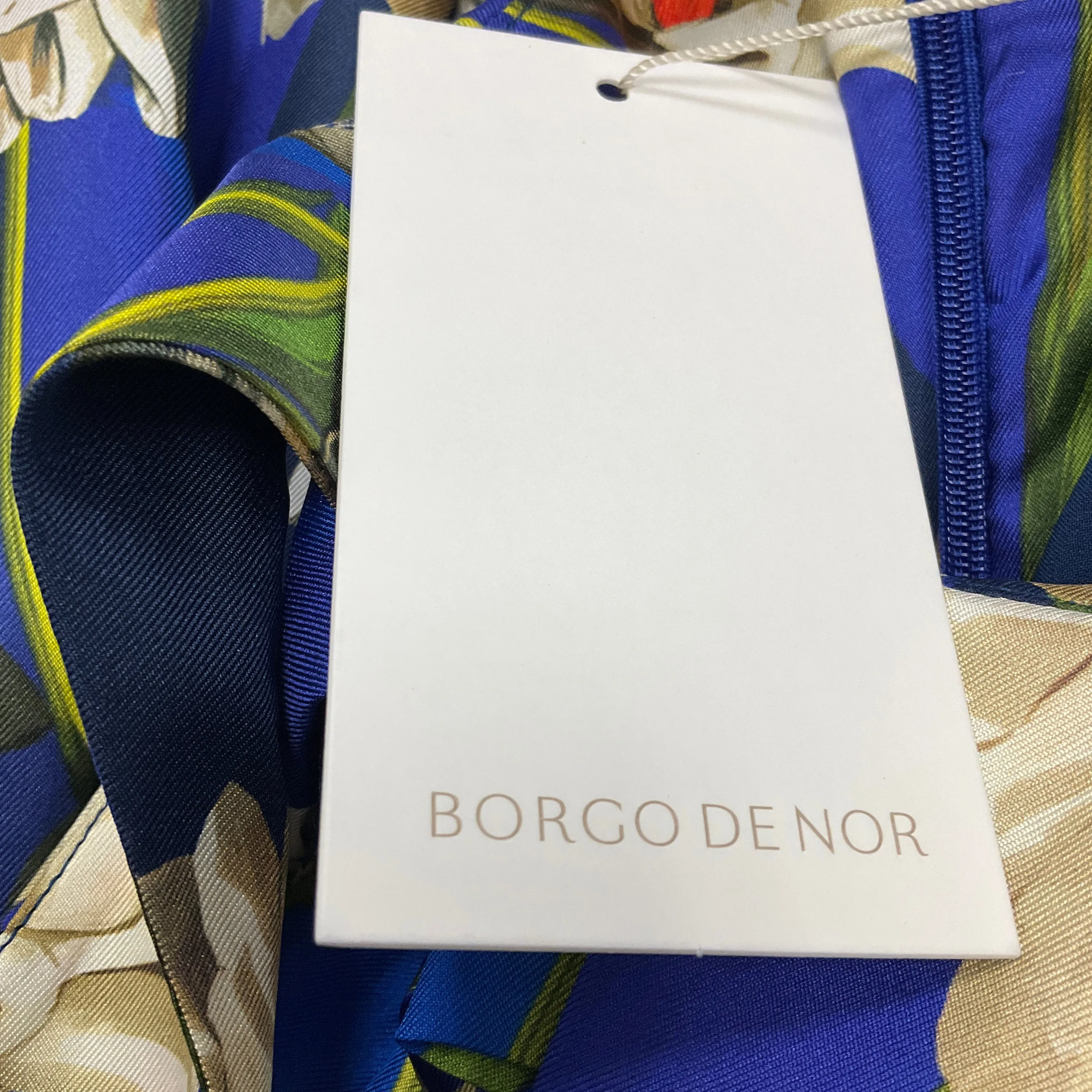 Borgo de Nor Magnolia Garden Navy Silk Twill Amina Dress