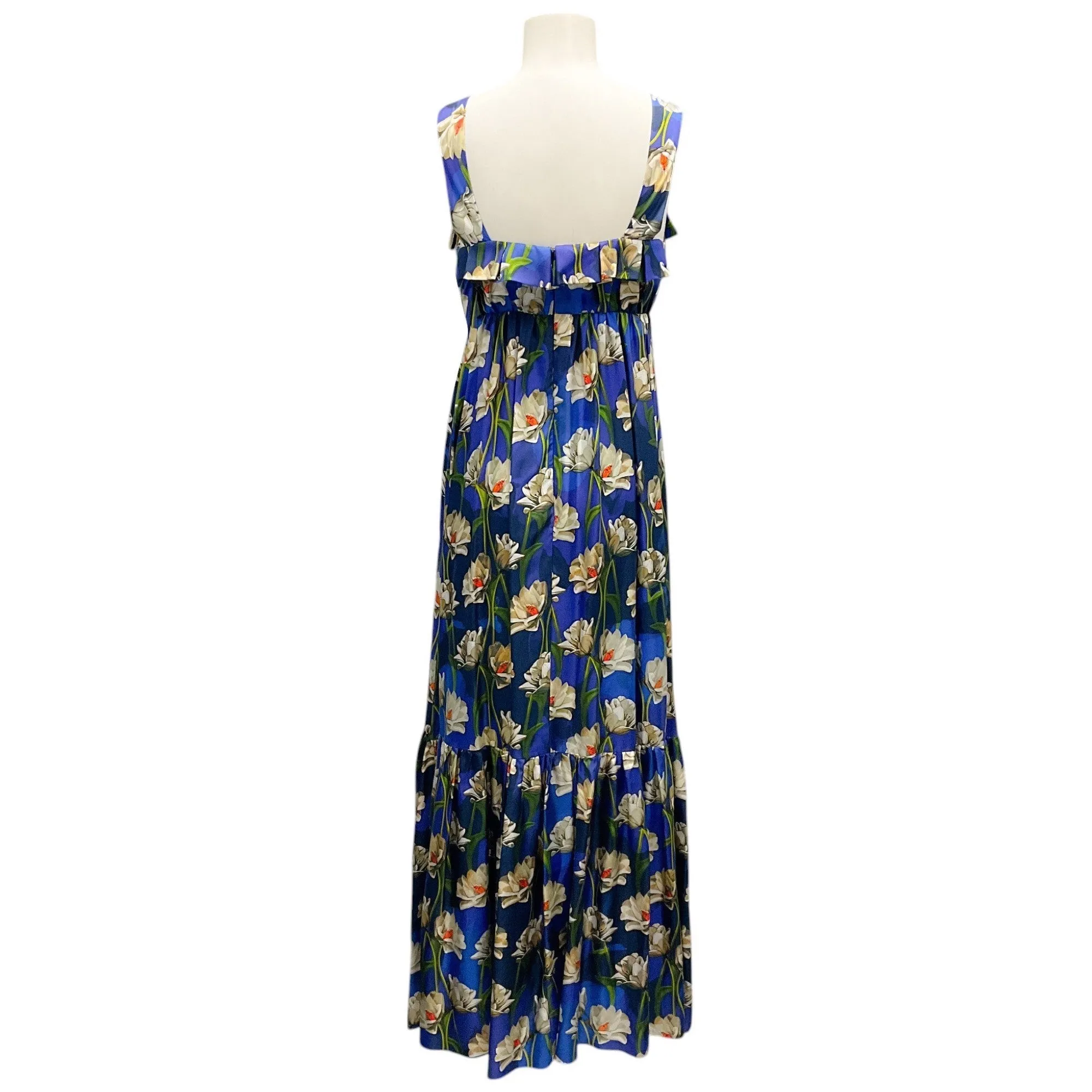 Borgo de Nor Magnolia Garden Navy Silk Twill Amina Dress