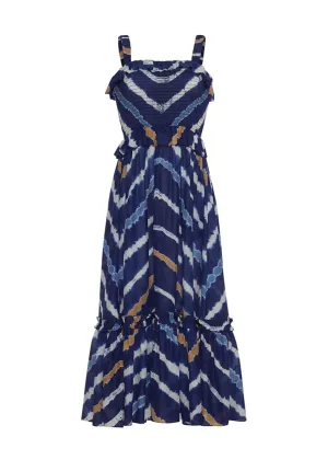 Brenda Dress (Navy Tie Dye)