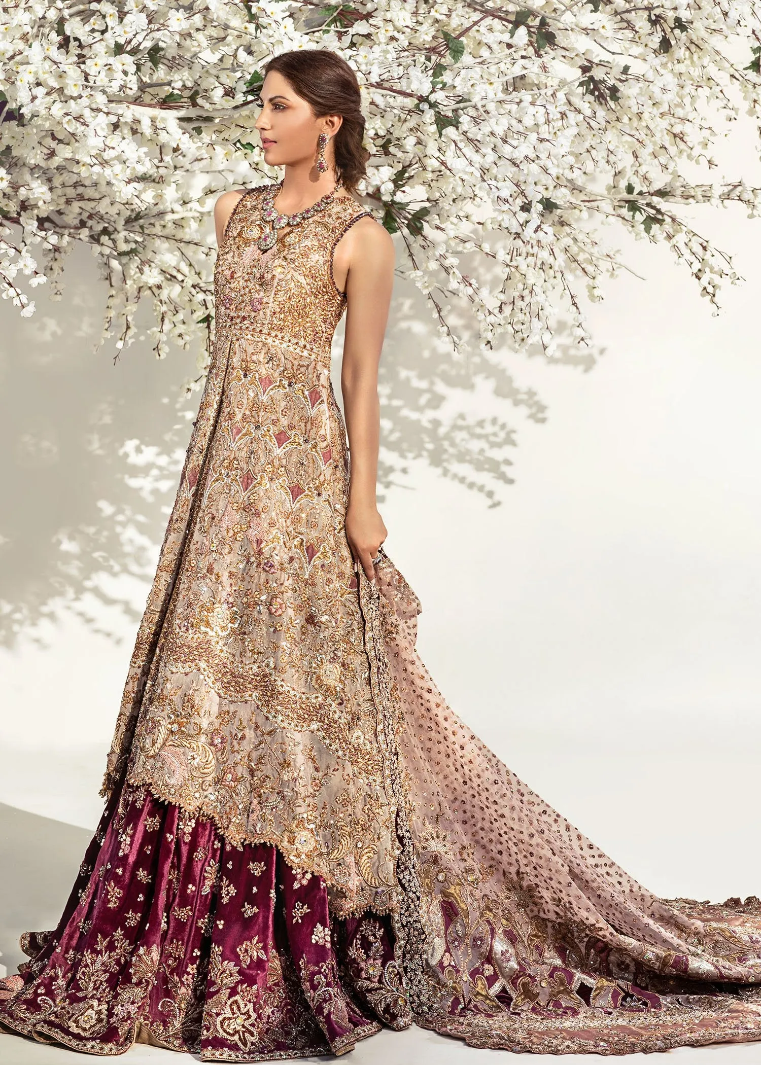 Bridal Long Frock with Lehnga #Y6051