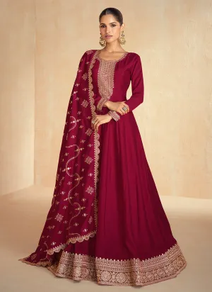 Bridal Red Golden Embroidery Wedding Anarkali Suit