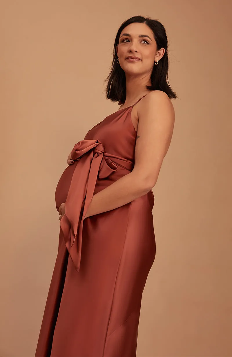 Brooklyn Dress in Terracotta Satin
