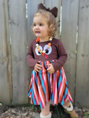 Brown 'Run Turkey Run' Stripe Dress