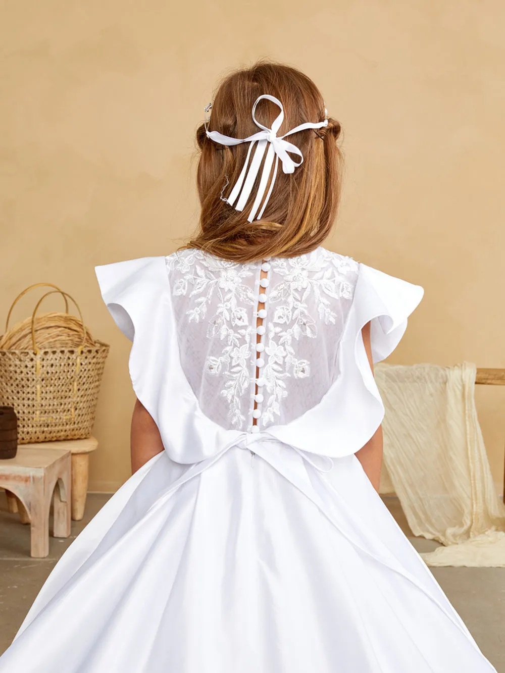 Butterfly Sleeve Satin Dress 5840