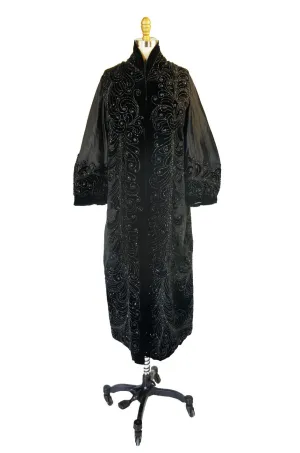 c1900 Jet Bead & Silk Evening Coat