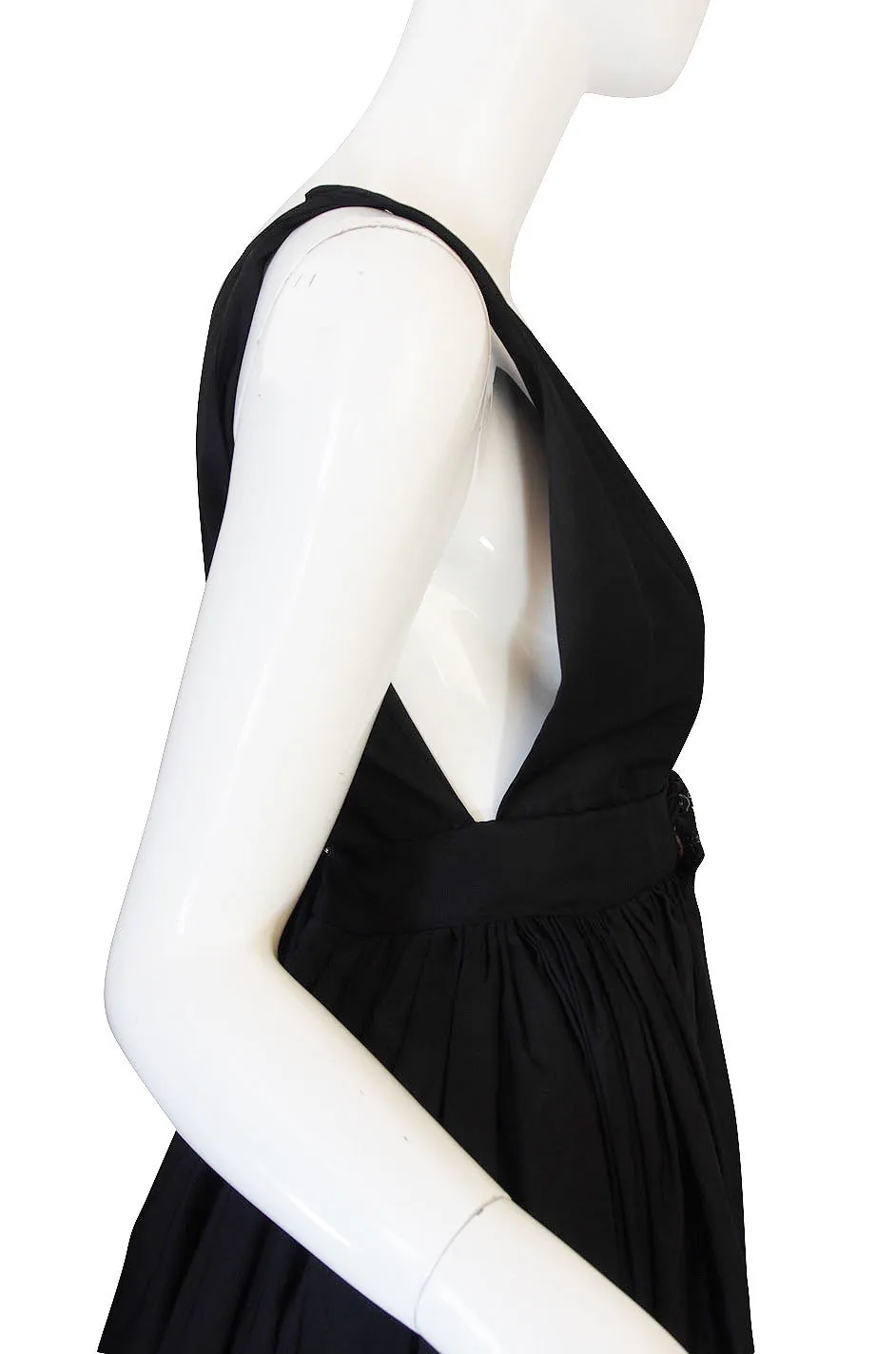 c1967 Plunging Black Silk George Halley Gown