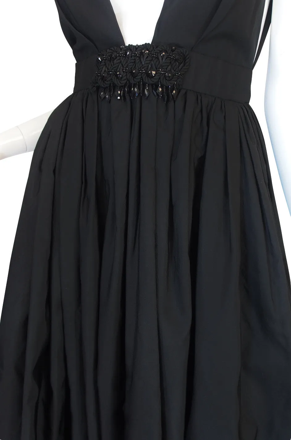 c1967 Plunging Black Silk George Halley Gown