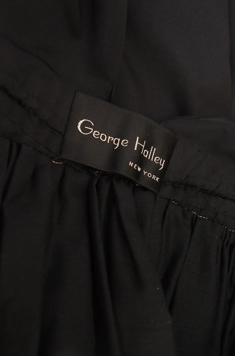 c1967 Plunging Black Silk George Halley Gown
