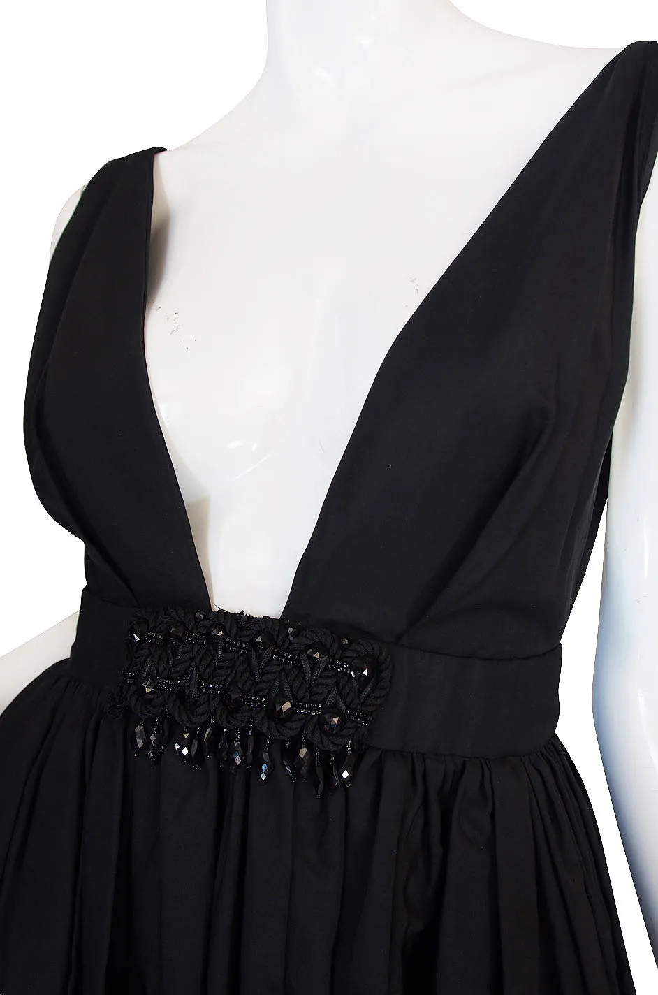 c1967 Plunging Black Silk George Halley Gown