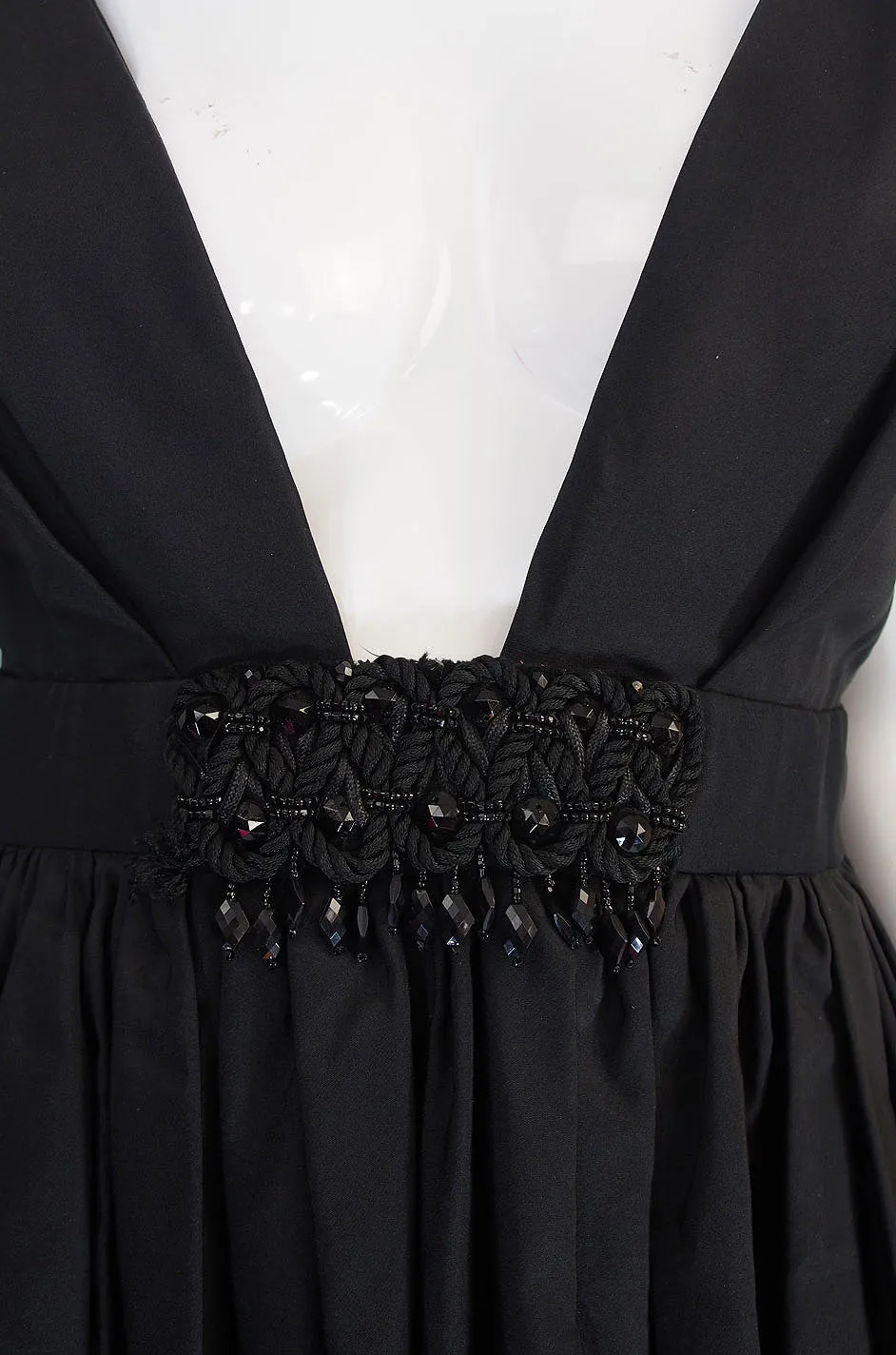 c1967 Plunging Black Silk George Halley Gown