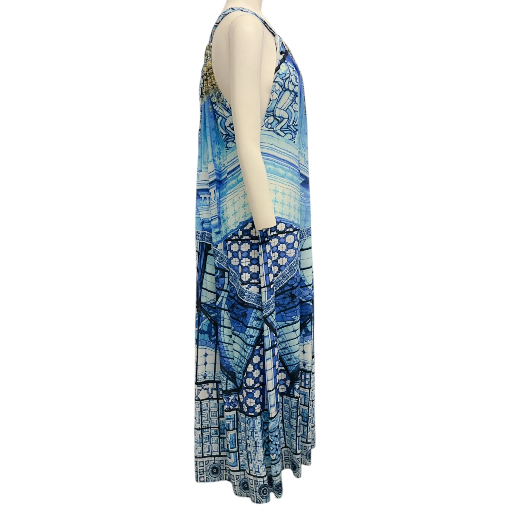Camilla Blue Multi Silk Halter Dress