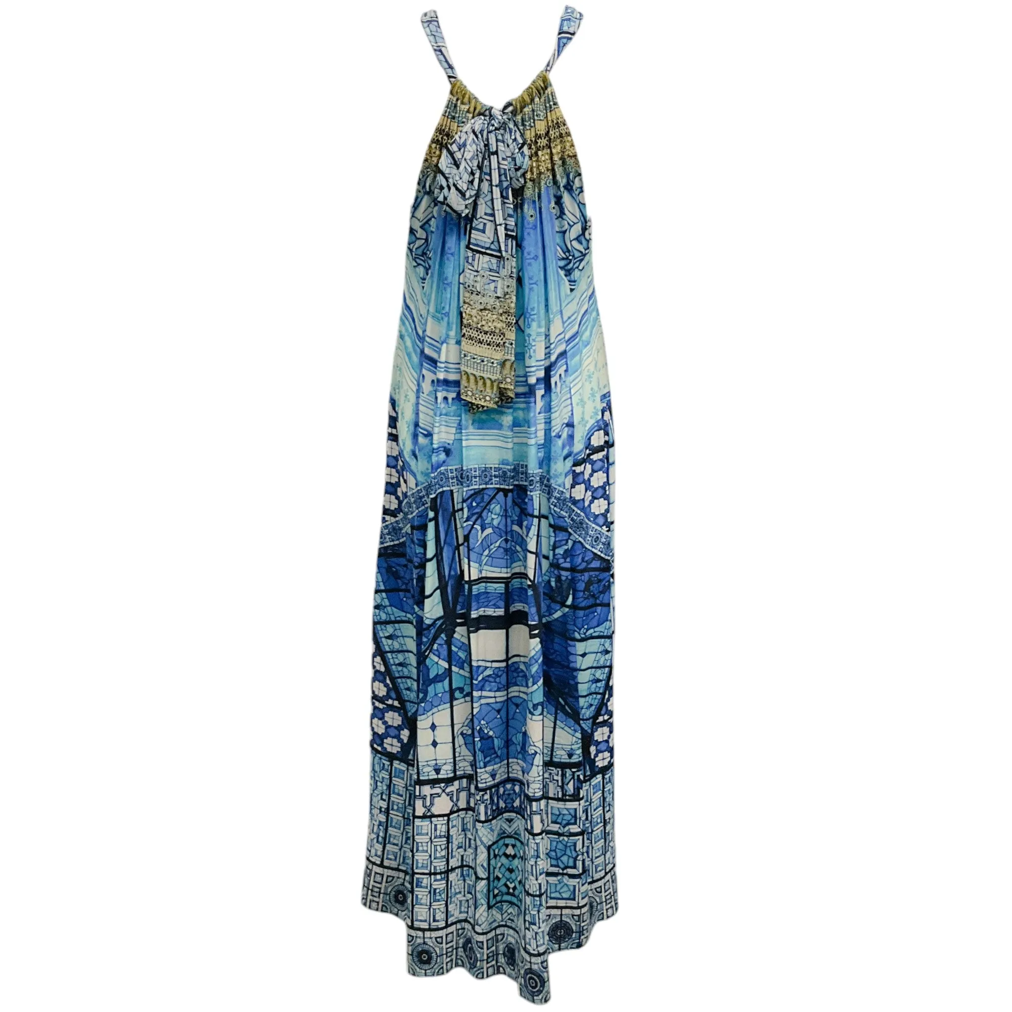 Camilla Blue Multi Silk Halter Dress