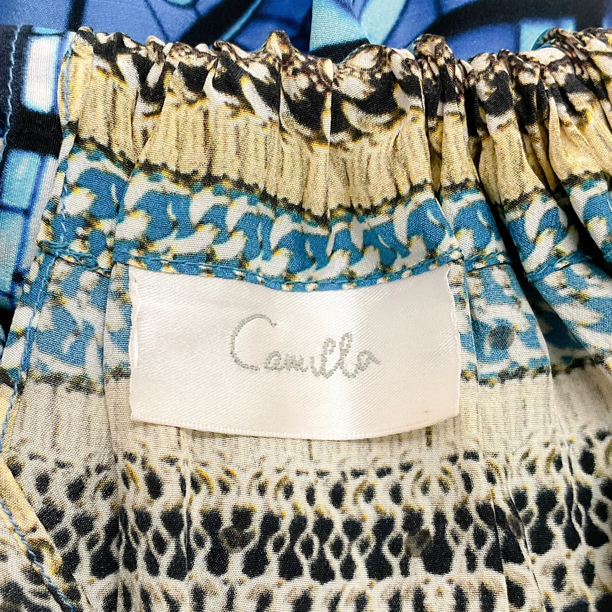 Camilla Blue Multi Silk Halter Dress