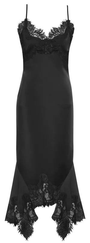 Cara Slip Bias Mid-length Dress - Black