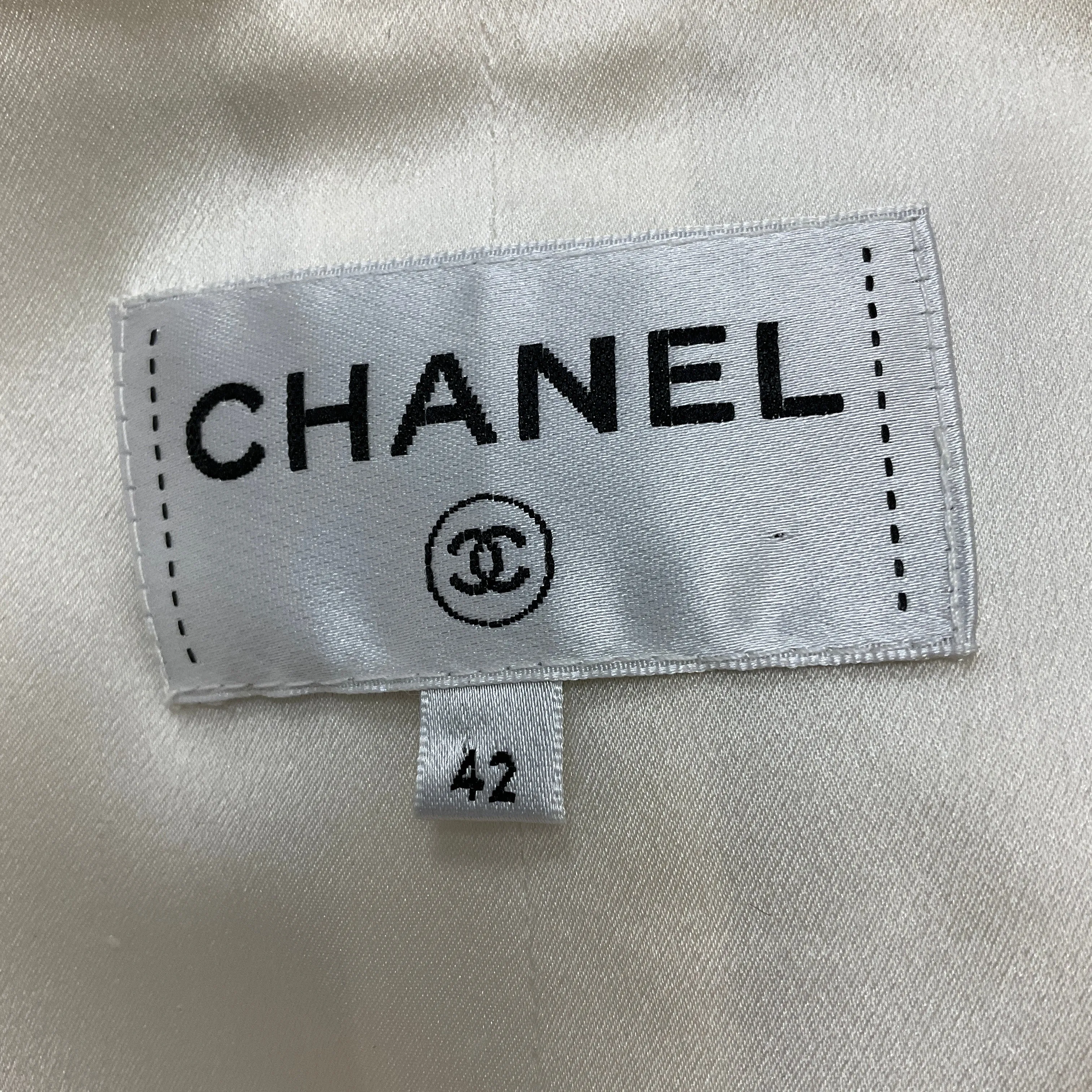 Chanel Ivory Multi Ruffle Trim Button-front Sleeveless Dress
