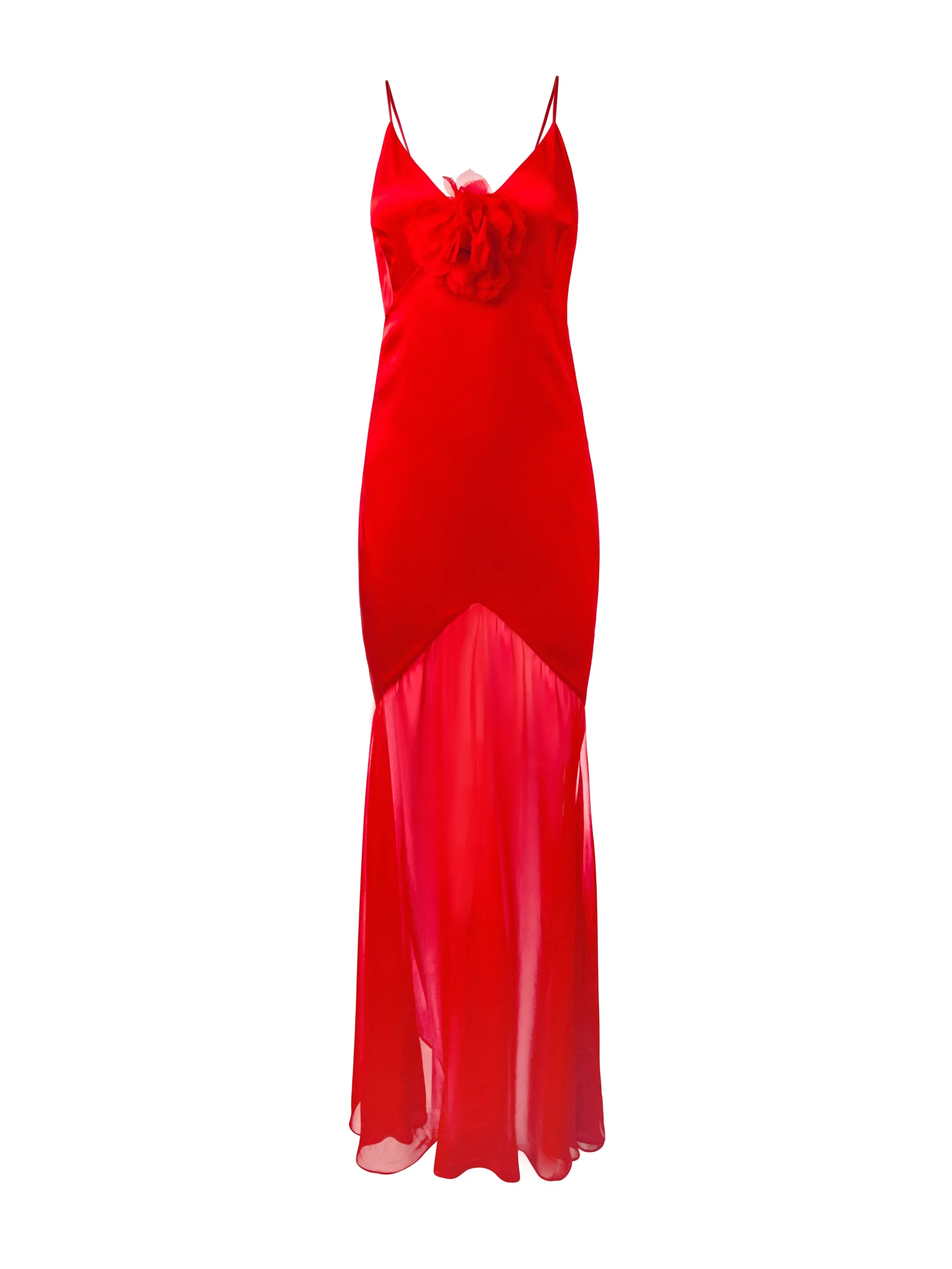 Chiffon Gown with Flowers in Red