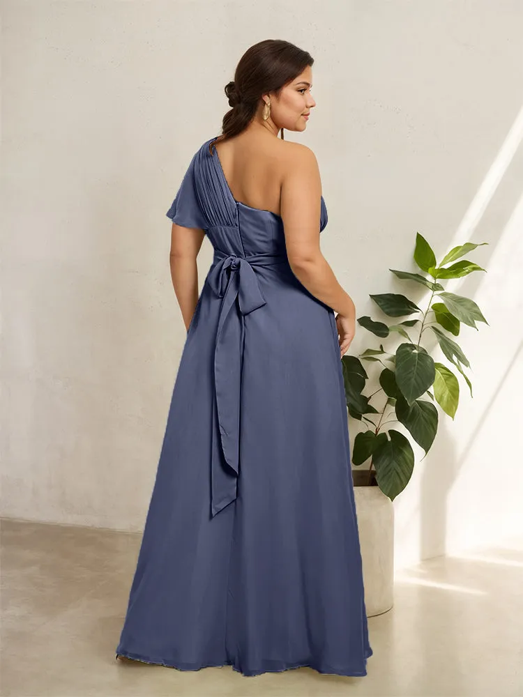 Chiffon One Shoulder A Line Plus Size Bridesmaid Dresses