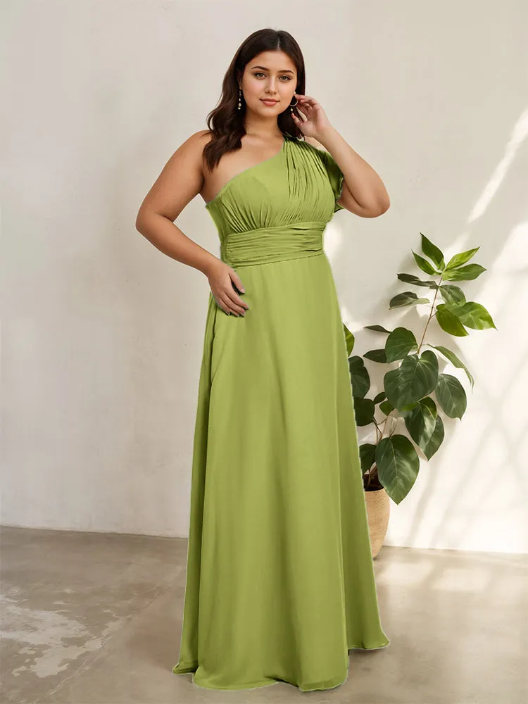 Chiffon One Shoulder A Line Plus Size Bridesmaid Dresses