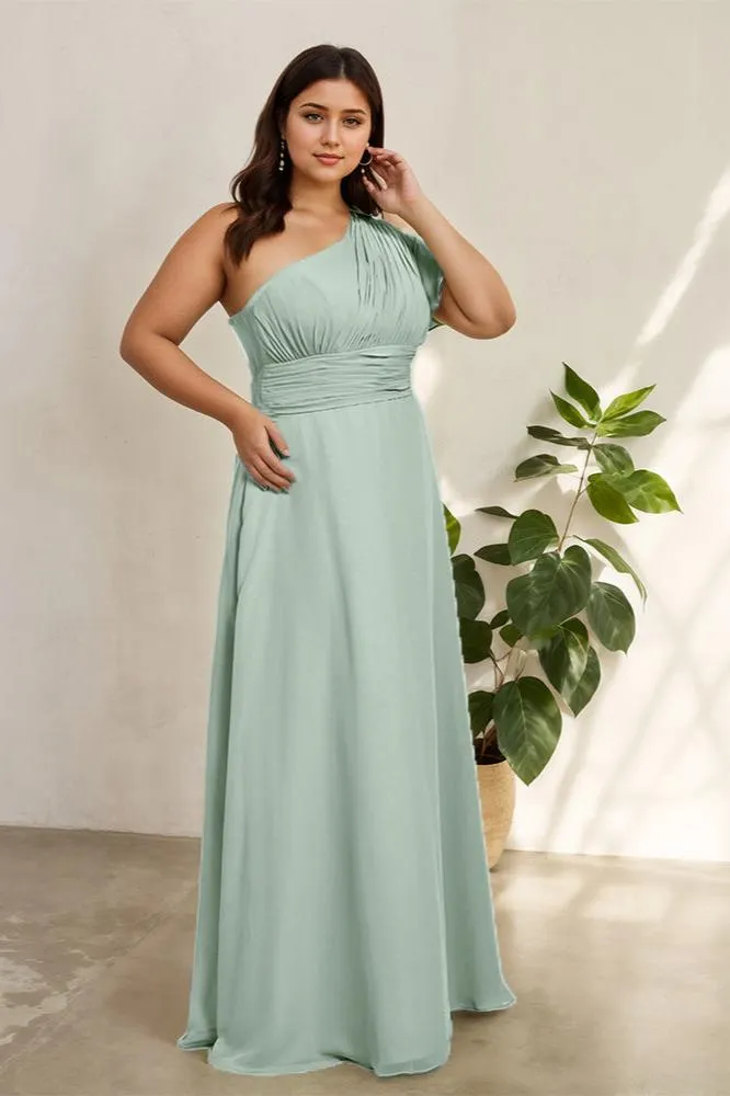 Chiffon One Shoulder A Line Plus Size Bridesmaid Dresses