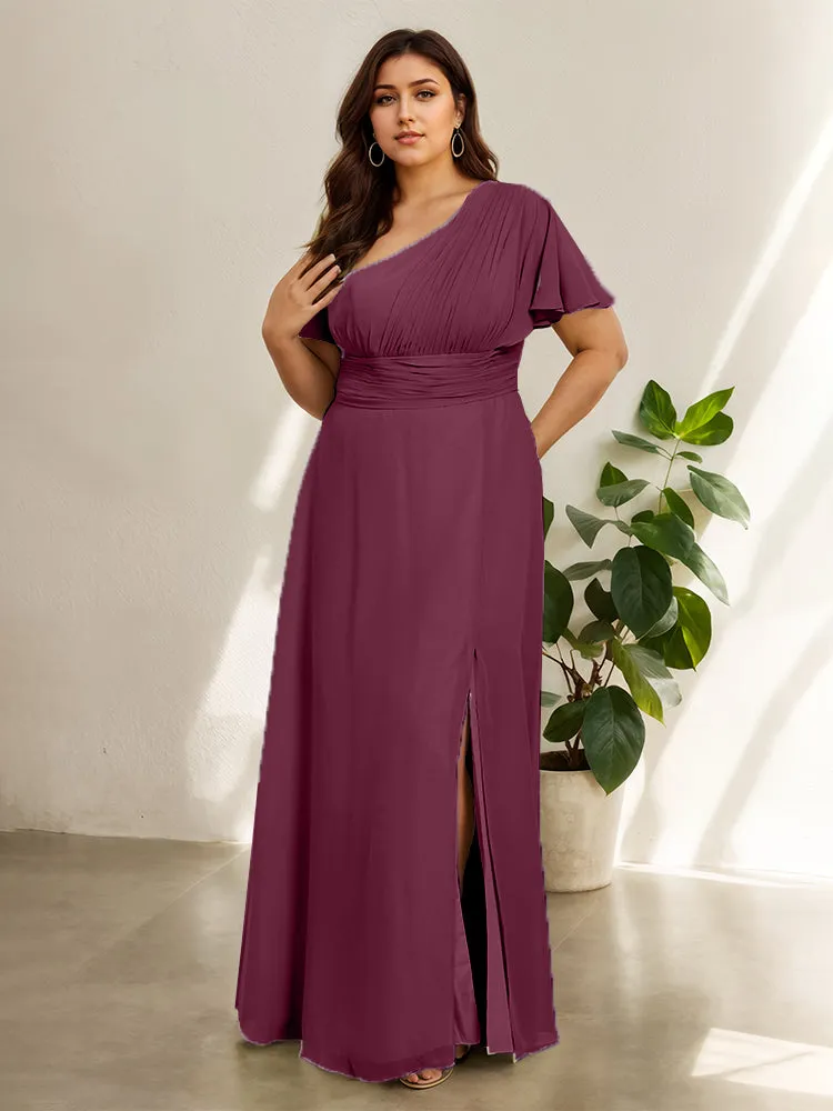Chiffon One Shoulder A Line Plus Size Bridesmaid Dresses