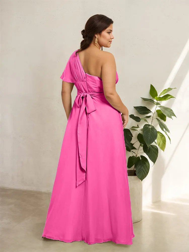 Chiffon One Shoulder A Line Plus Size Bridesmaid Dresses