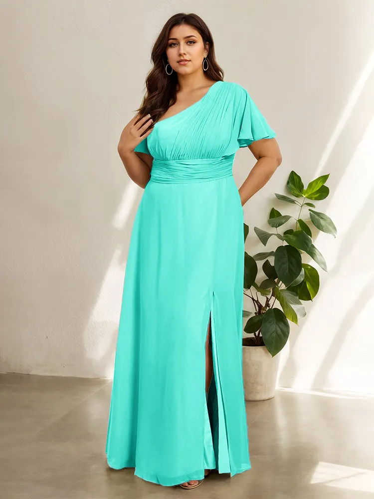 Chiffon One Shoulder A Line Plus Size Bridesmaid Dresses
