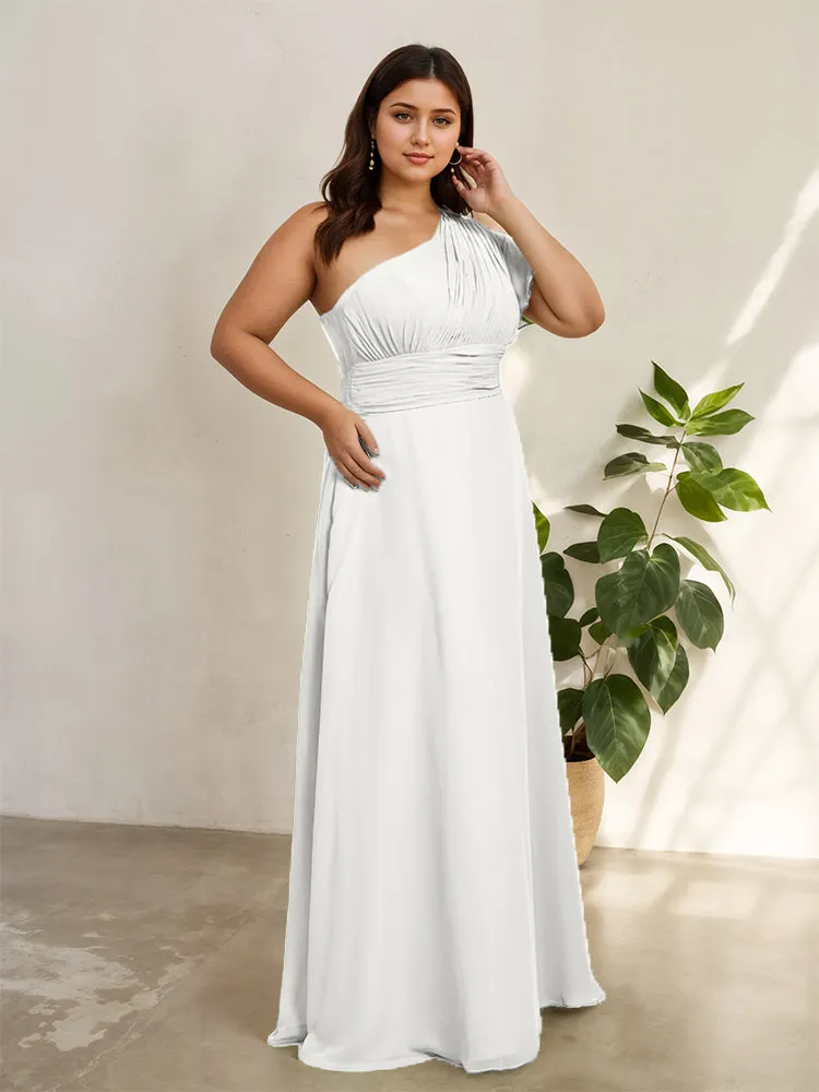 Chiffon One Shoulder A Line Plus Size Bridesmaid Dresses
