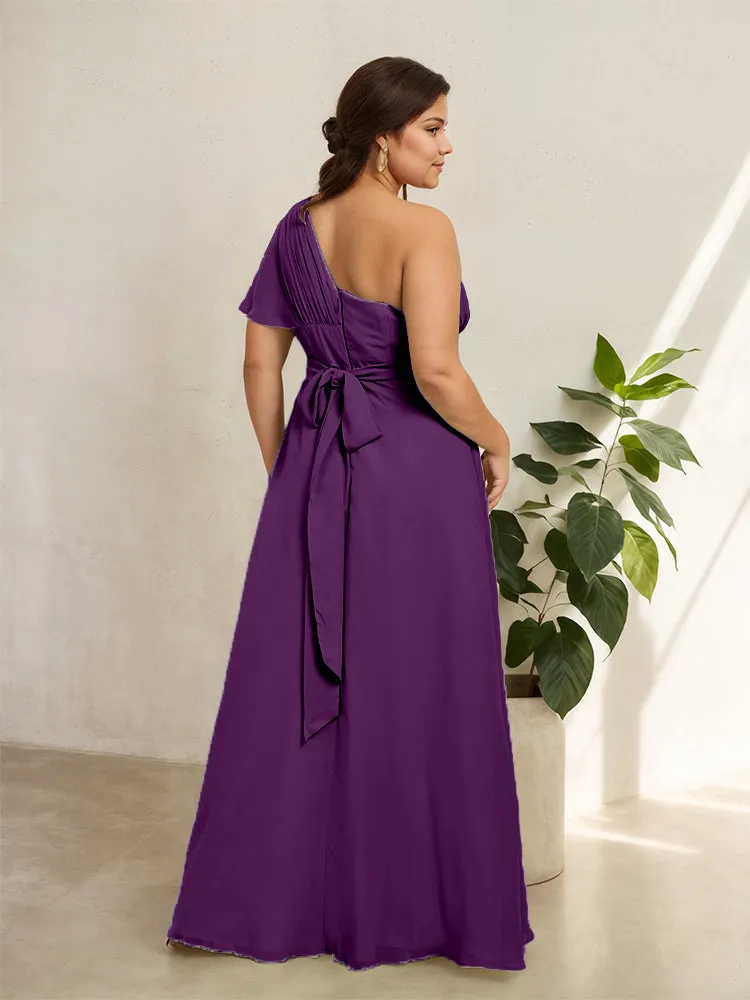 Chiffon One Shoulder A Line Plus Size Bridesmaid Dresses