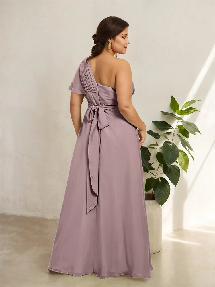 Chiffon One Shoulder A Line Plus Size Bridesmaid Dresses