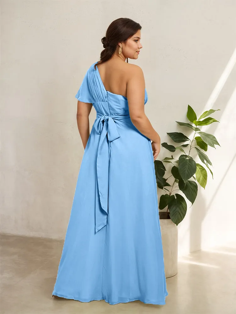 Chiffon One Shoulder A Line Plus Size Bridesmaid Dresses