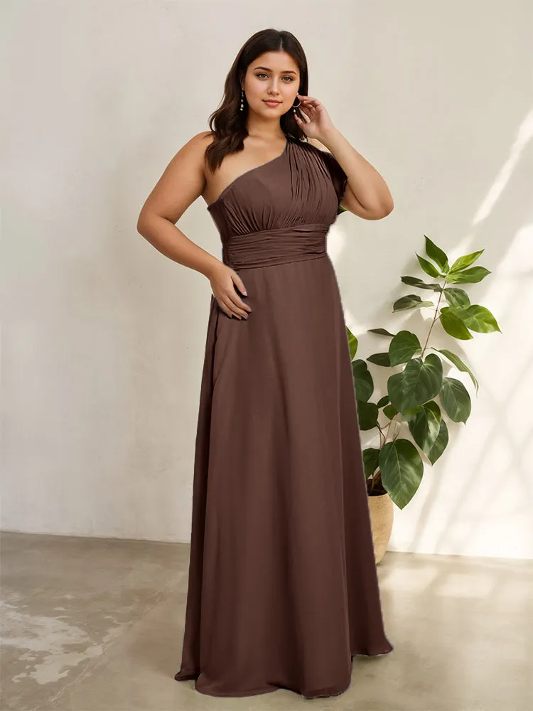 Chiffon One Shoulder A Line Plus Size Bridesmaid Dresses