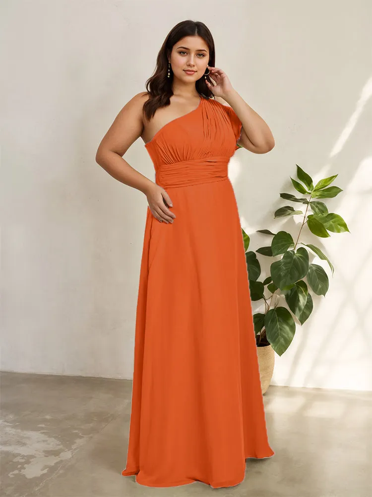 Chiffon One Shoulder A Line Plus Size Bridesmaid Dresses