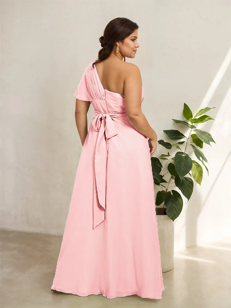 Chiffon One Shoulder A Line Plus Size Bridesmaid Dresses