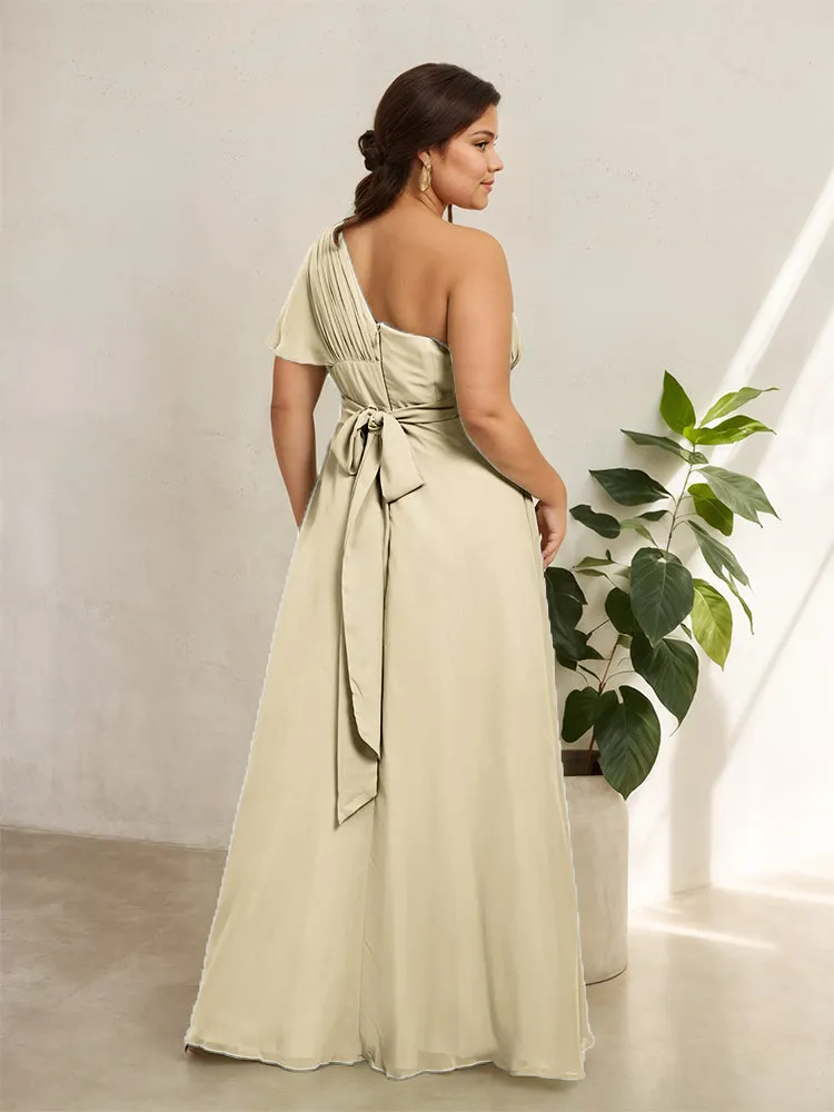 Chiffon One Shoulder A Line Plus Size Bridesmaid Dresses