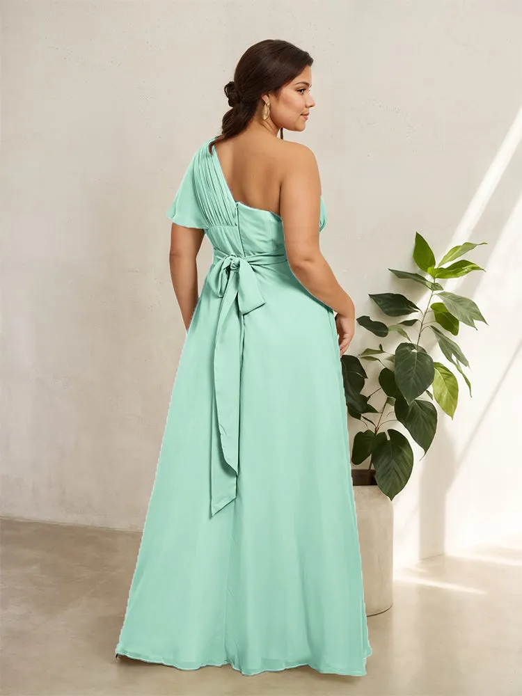 Chiffon One Shoulder A Line Plus Size Bridesmaid Dresses