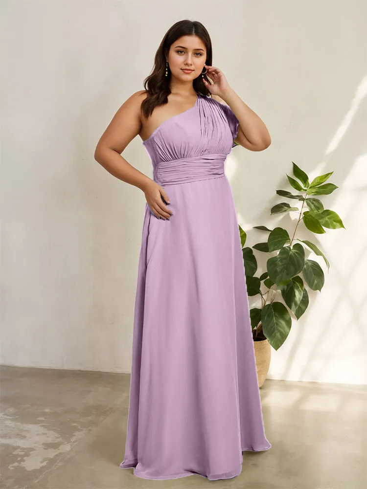 Chiffon One Shoulder A Line Plus Size Bridesmaid Dresses