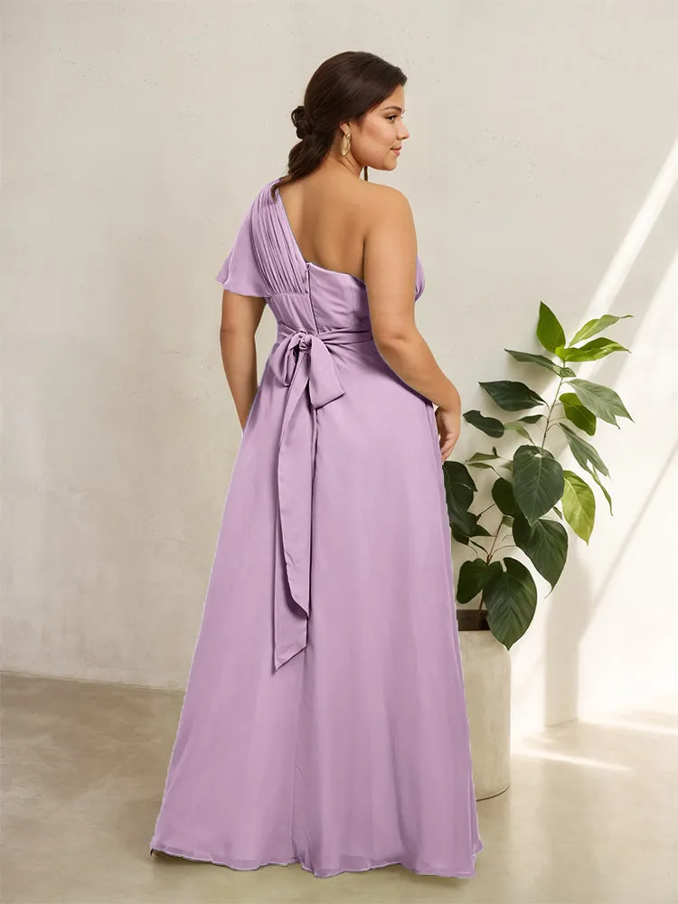Chiffon One Shoulder A Line Plus Size Bridesmaid Dresses