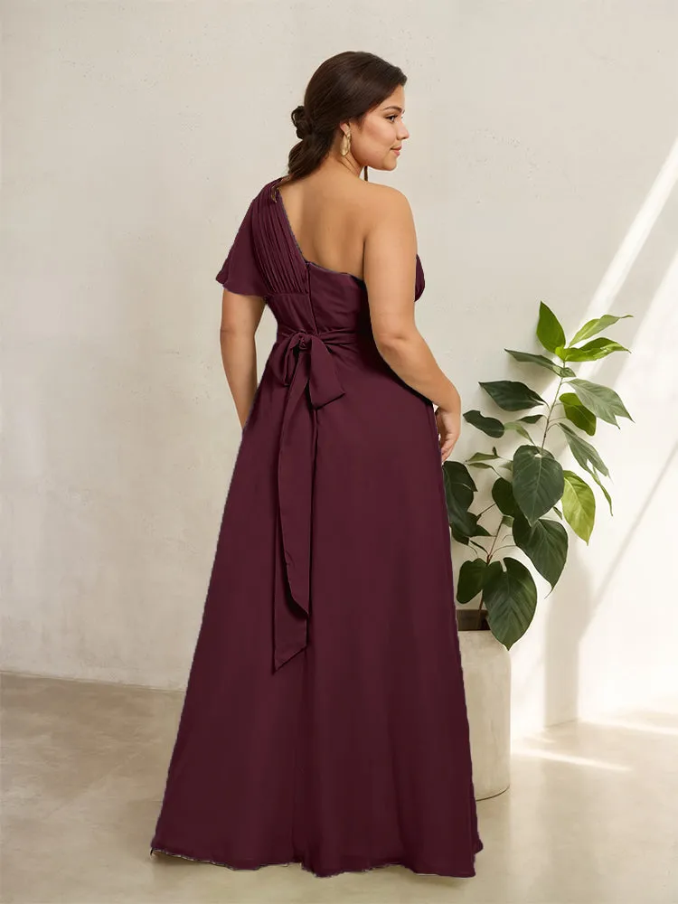 Chiffon One Shoulder A Line Plus Size Bridesmaid Dresses