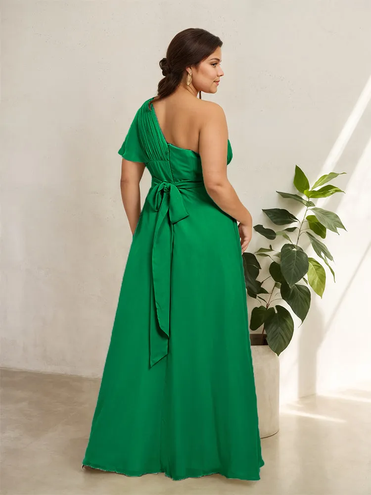 Chiffon One Shoulder A Line Plus Size Bridesmaid Dresses