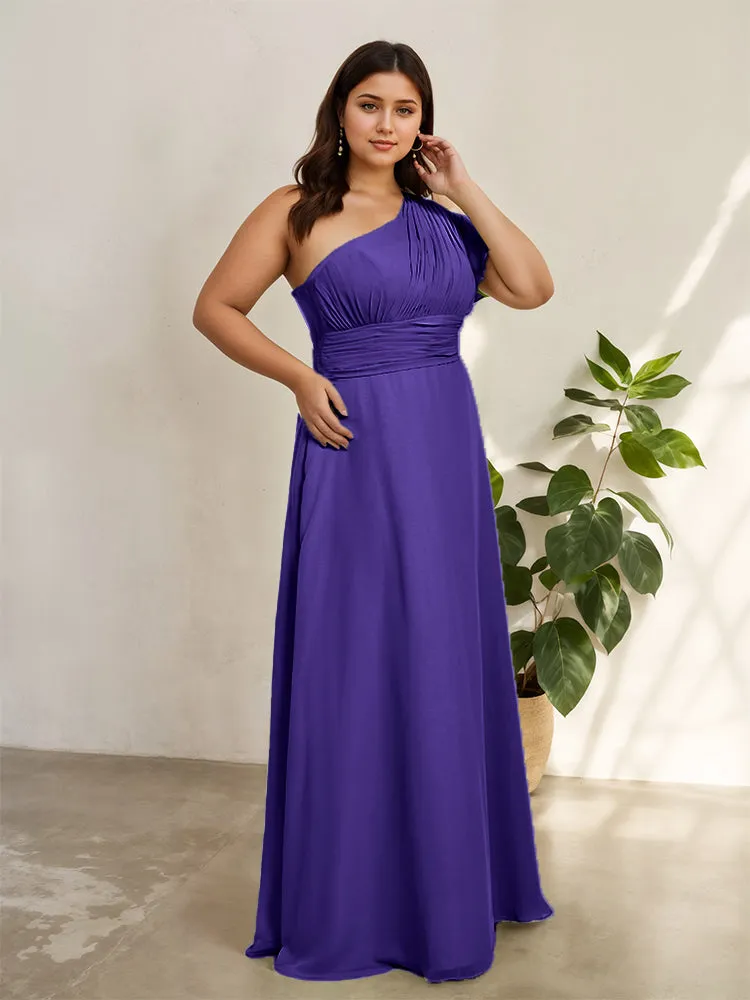 Chiffon One Shoulder A Line Plus Size Bridesmaid Dresses