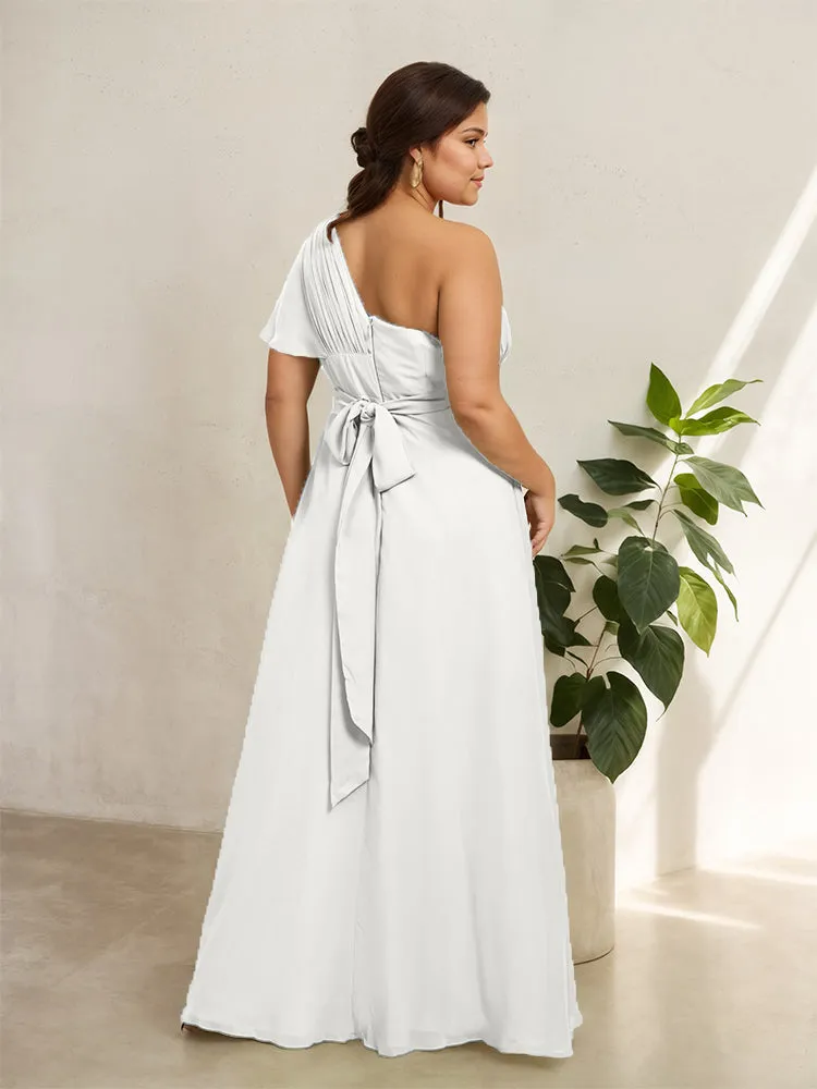 Chiffon One Shoulder A Line Plus Size Bridesmaid Dresses