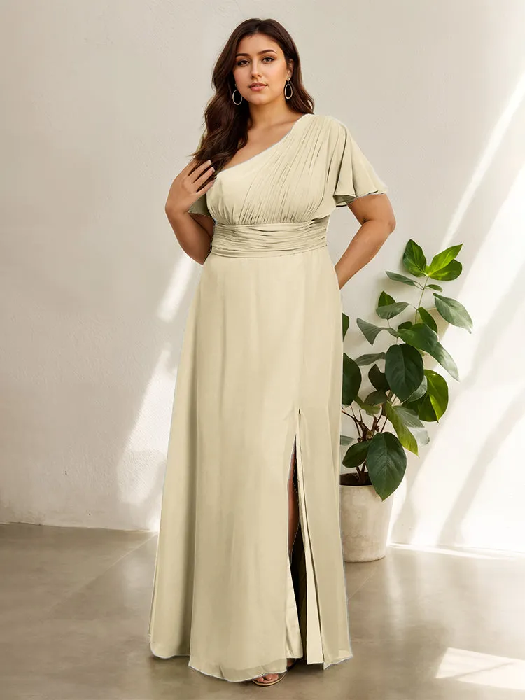 Chiffon One Shoulder A Line Plus Size Bridesmaid Dresses