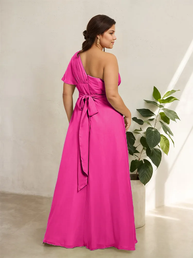 Chiffon One Shoulder A Line Plus Size Bridesmaid Dresses