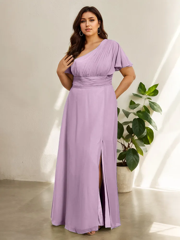 Chiffon One Shoulder A Line Plus Size Bridesmaid Dresses