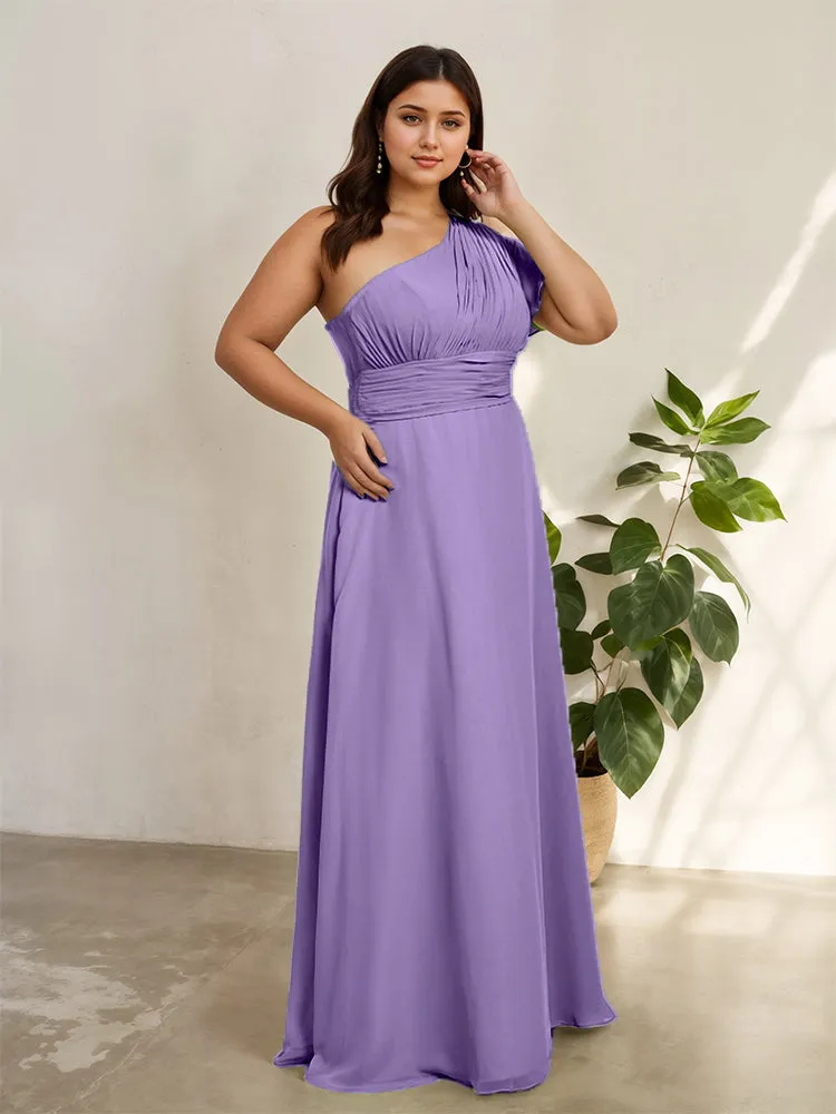 Chiffon One Shoulder A Line Plus Size Bridesmaid Dresses