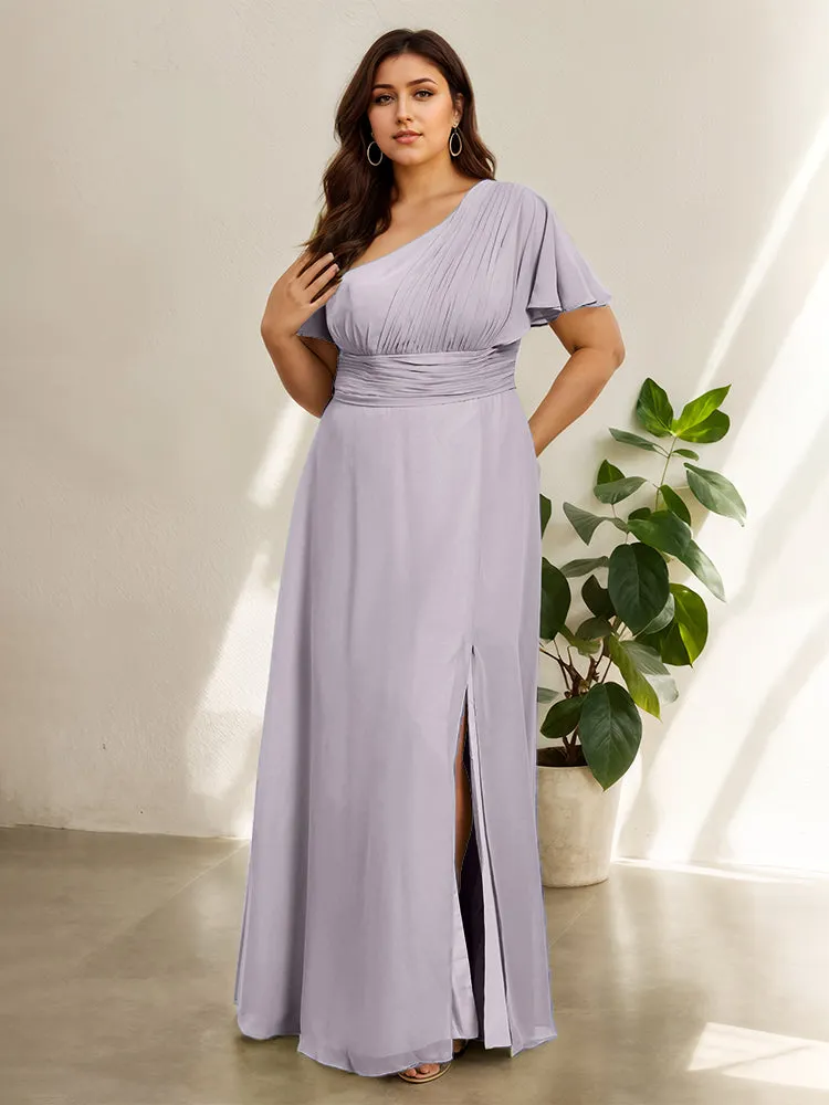 Chiffon One Shoulder A Line Plus Size Bridesmaid Dresses
