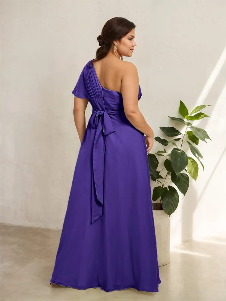 Chiffon One Shoulder A Line Plus Size Bridesmaid Dresses