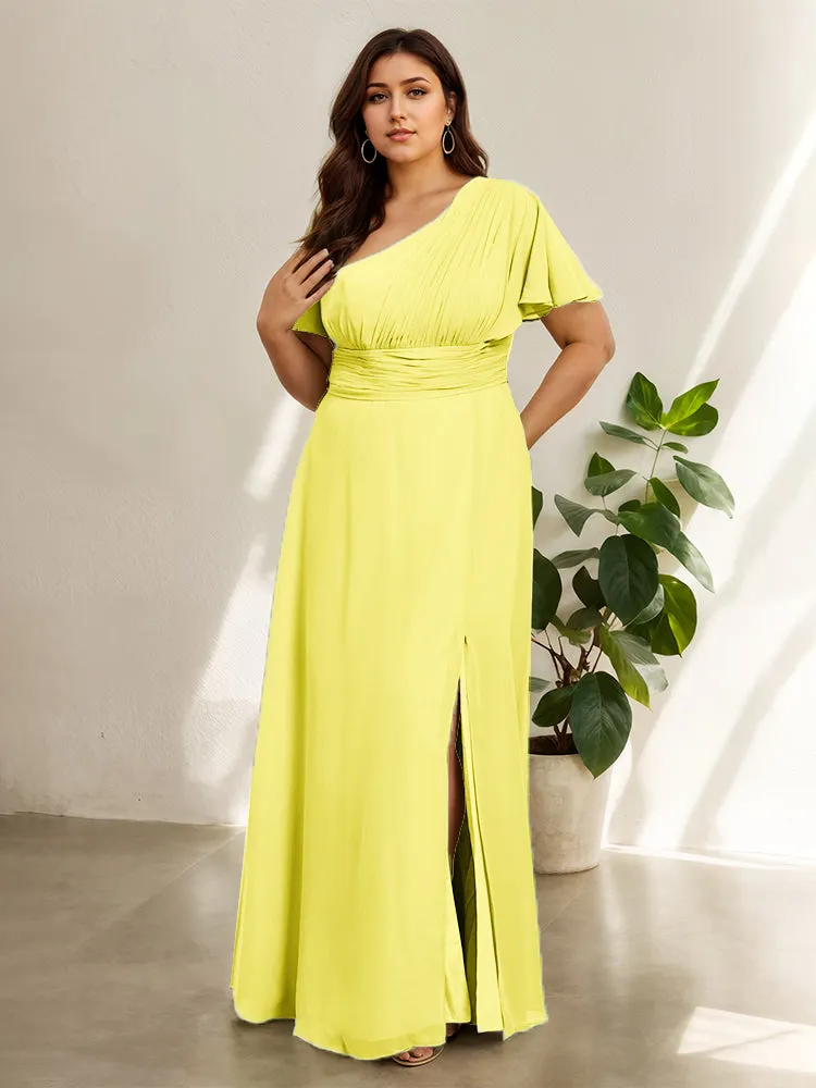Chiffon One Shoulder A Line Plus Size Bridesmaid Dresses