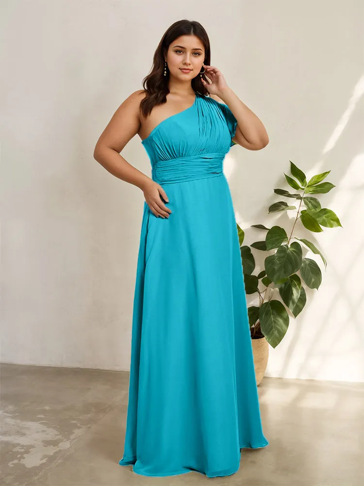 Chiffon One Shoulder A Line Plus Size Bridesmaid Dresses